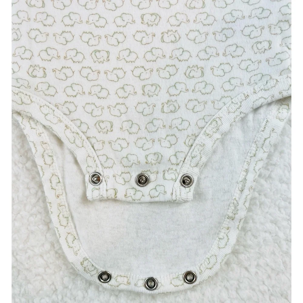 CARTER’S • Precious Firsts White/Cream Elephant Print Bodysuit Onesie, 3M